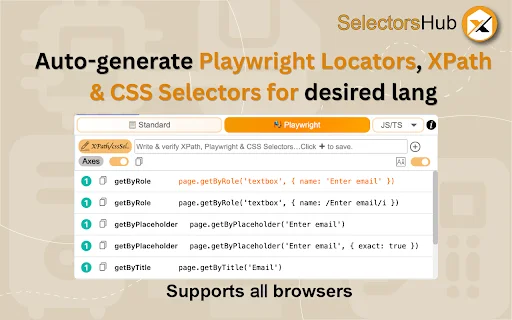 SelectorsHub ডাউনলোড করুন – প্লেরাইট, XPath ও CSS সিলেক্টর জেনারেটর - Screenshot 1