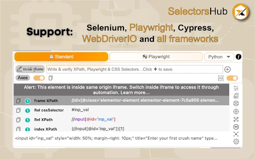 SelectorsHub ডাউনলোড করুন – প্লেরাইট, XPath ও CSS সিলেক্টর জেনারেটর - Screenshot 2