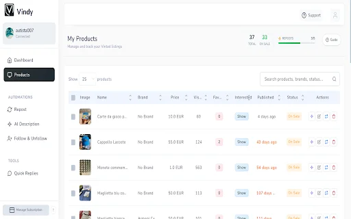 Vindy ডাউনলোড করুন – Vinted বিক্রয় বৃদ্ধির সেরা টুল - Screenshot 3