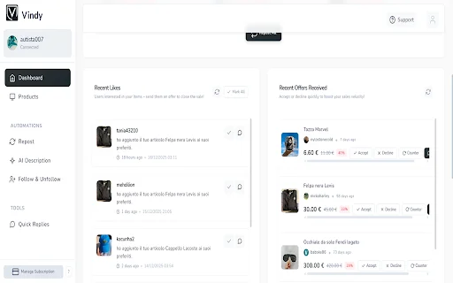 Vindy ডাউনলোড করুন – Vinted বিক্রয় বৃদ্ধির সেরা টুল - Screenshot 2