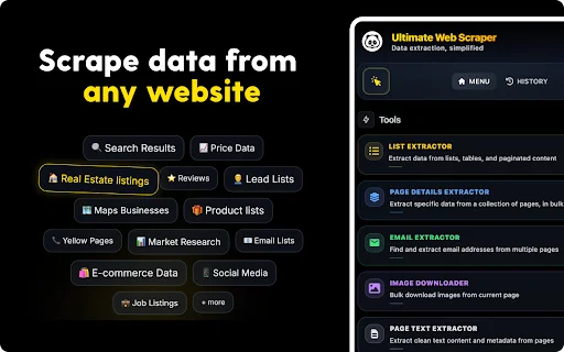 Ultimate Web Scraper ডাউনলোড করুন – সহজে ডেটা এক্সট্র্যাক্ট করুন - Screenshot 1